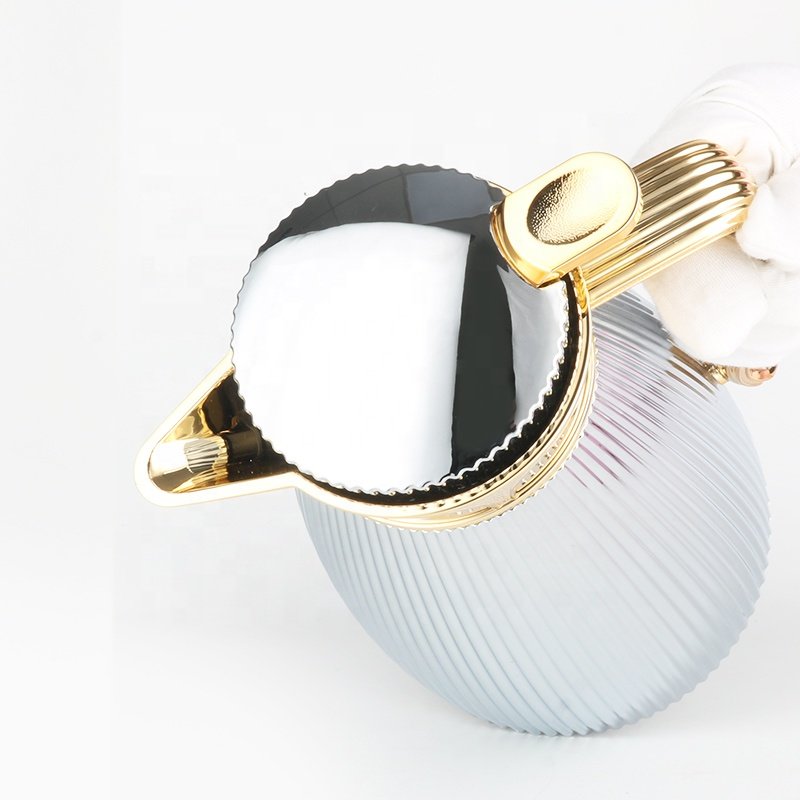 Y2024 Turkish Style Plastic BPA FREE Silver gold 1.0 liter Vacuum Glass Liner Flask Coffee Jug