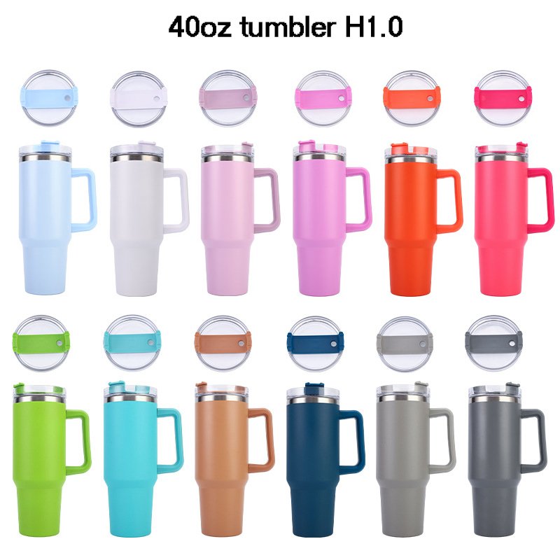 Custom logo cow print 40oz metal cup double wall Stainless Steel Vacuum Insulated Travel Mug 40 oz Tumbler With Handle