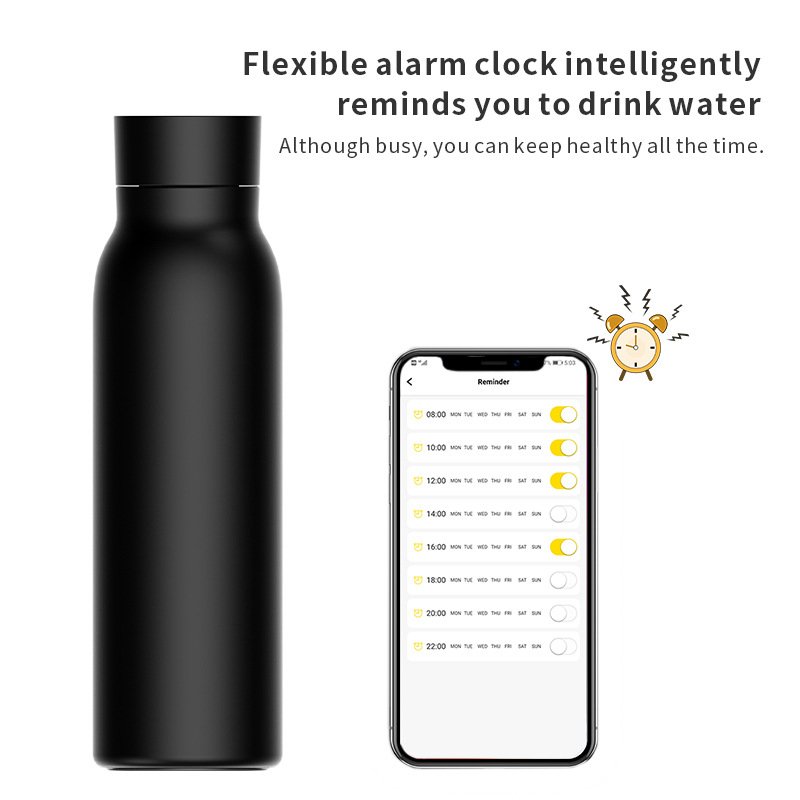 JZYZ Tuya Smart Water Bottle Drink Reminder Temperature Waterproof Double Wall Stainless Steel Bottle With App