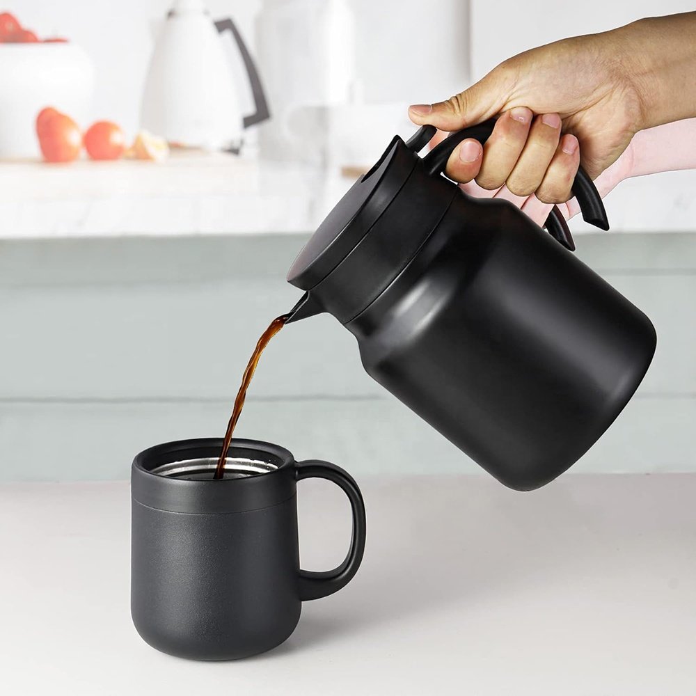 Thermal Coffee Carafe 316 Stainless Steel Double Wall Vacuum Pot Flasks Tea Maker with Removable Water Filter Insulated Bottle