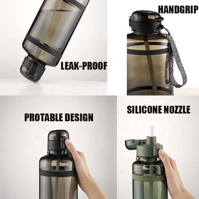 Tritan Water BPA Free Bottle 1000ML Popular Motivational Sports Plastic Water Bottle With Straw Gym Camping Drinking Bottle