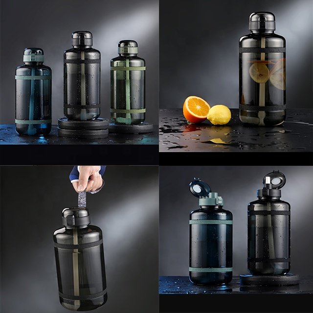 Tritan Water BPA Free Bottle 1000ML Popular Motivational Sports Plastic Water Bottle With Straw Gym Camping Drinking Bottle