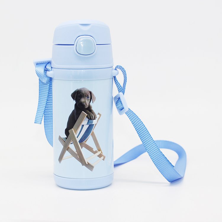 Kids thermos insulated double wall water bottle with rope BPA Free vacuum flask for children