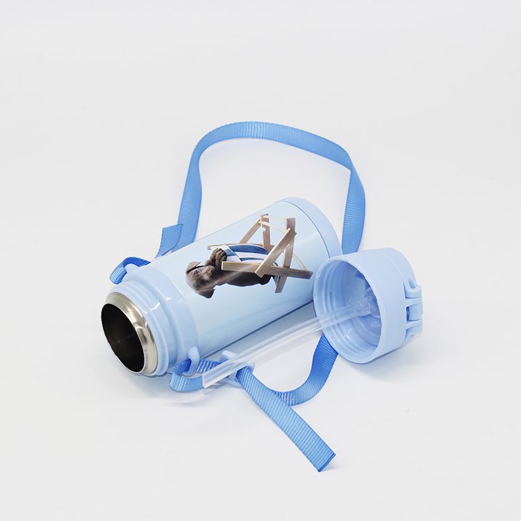 Kids thermos insulated double wall water bottle with rope BPA Free vacuum flask for children