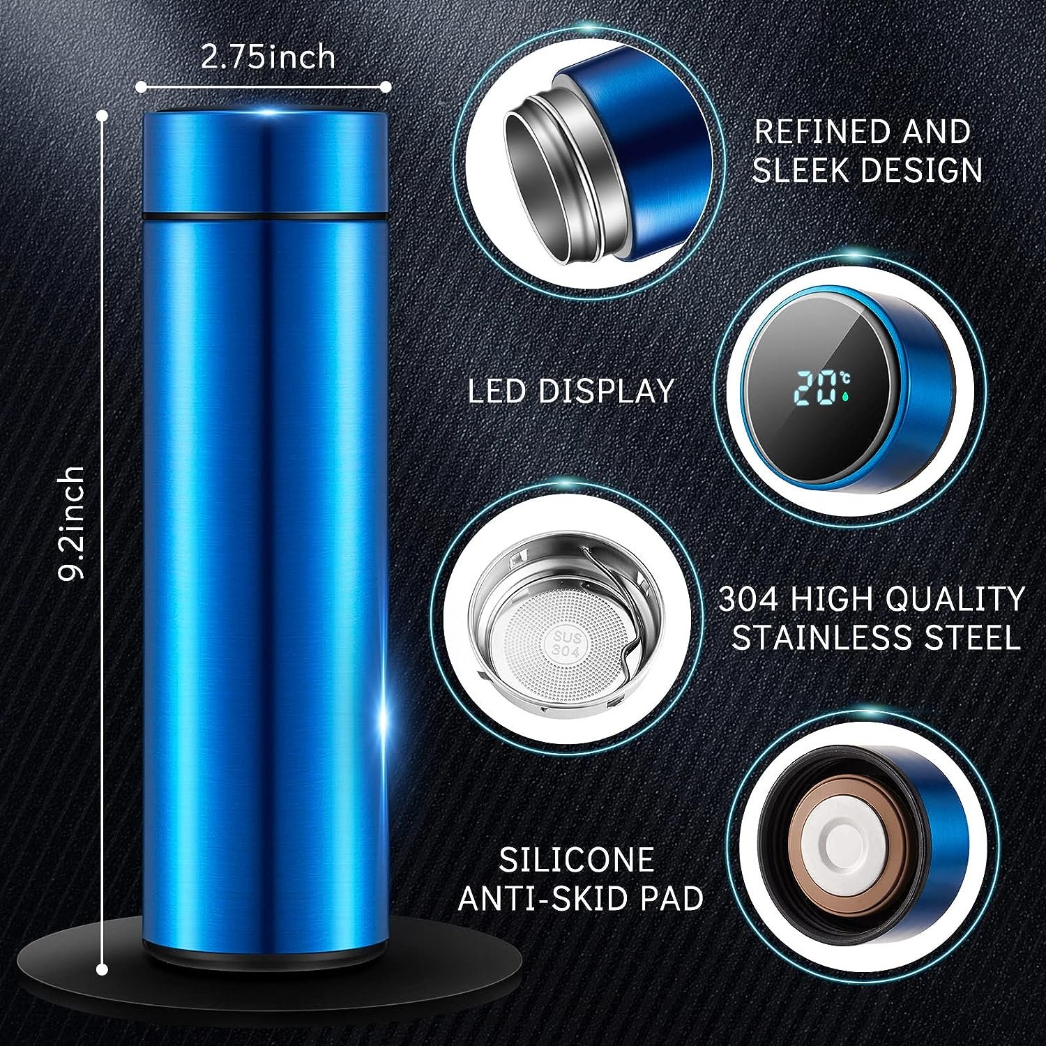 Digital Temperature Control Smart Water Bottle Thermos Stainless Steel Minimalist White Box Adults Vacuum Flasks & Thermoses