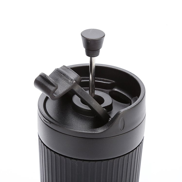 12oz Safe Eco Friendly Custom Logo Leak Proof Black French Media Travel Mug Double Wall Stainless Steel Portable Coffee Mug