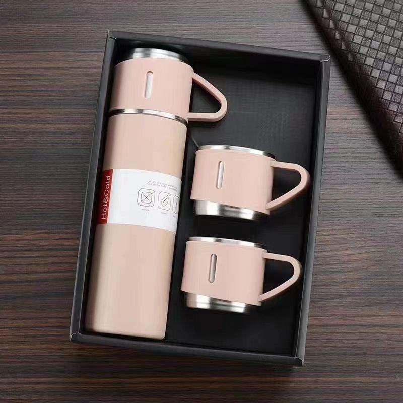 500ML Stainless Steel Vacuum Flask Gift Set Office Business Style Thermos Bottle Outdoor Hot Water Thermal Insulation Couple Cup