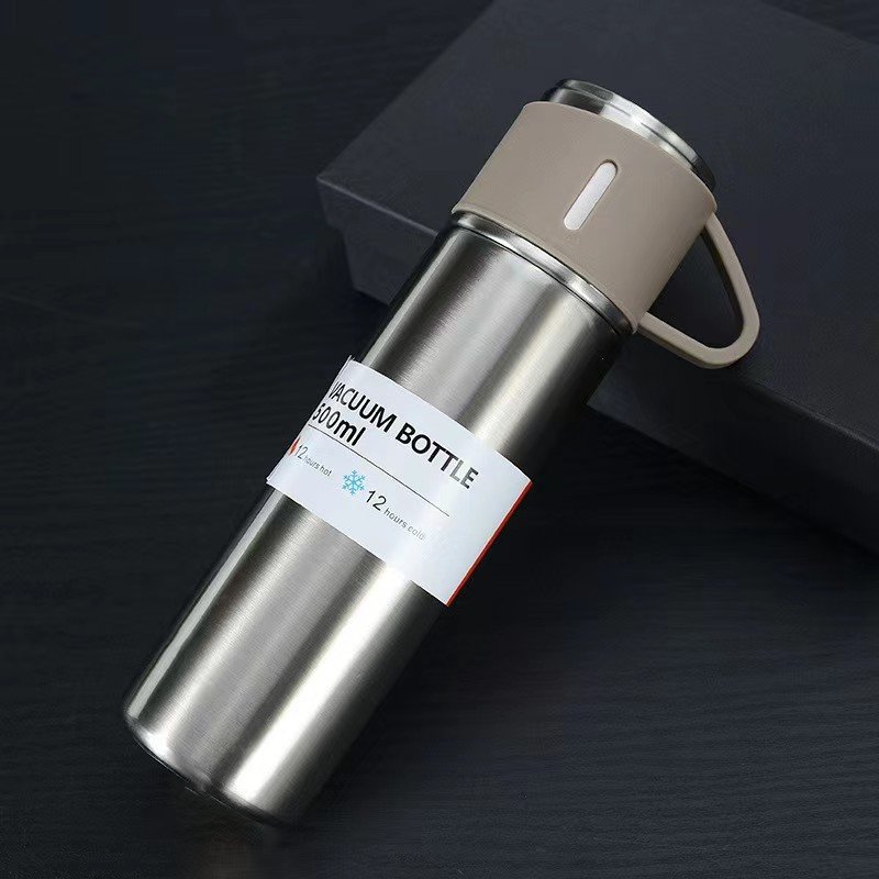 500ML Stainless Steel Vacuum Flask Gift Set Office Business Style Thermos Bottle Outdoor Hot Water Thermal Insulation Couple Cup