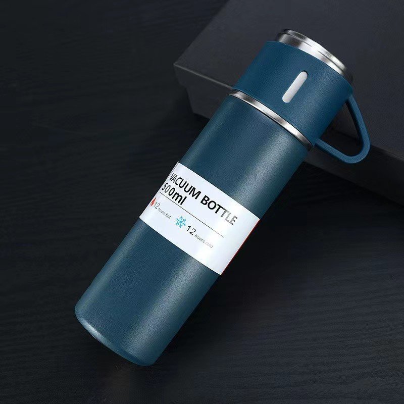 500ML Stainless Steel Vacuum Flask Gift Set Office Business Style Thermos Bottle Outdoor Hot Water Thermal Insulation Couple Cup