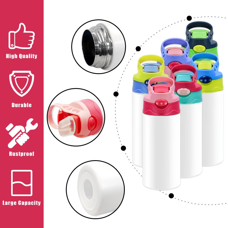 350ml Sublimation Blanks Flip Kids Water Bottle Silicone Sippy Cups Baby Bottle Water Bottles for children 12oz