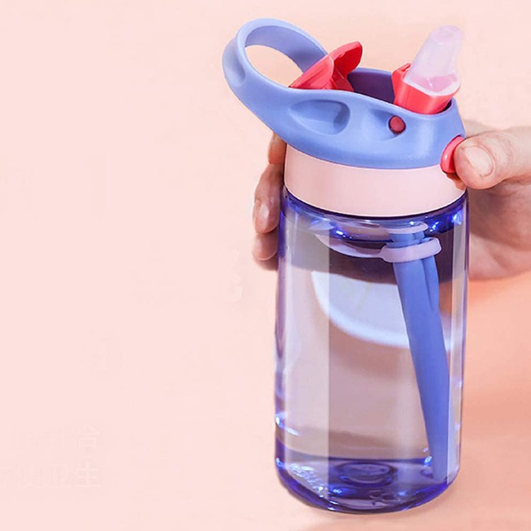 Aohea Cartoon Plastic Water Bottles For Kids Cute Child Drinking Water Bottle With Straw Sports Kettle