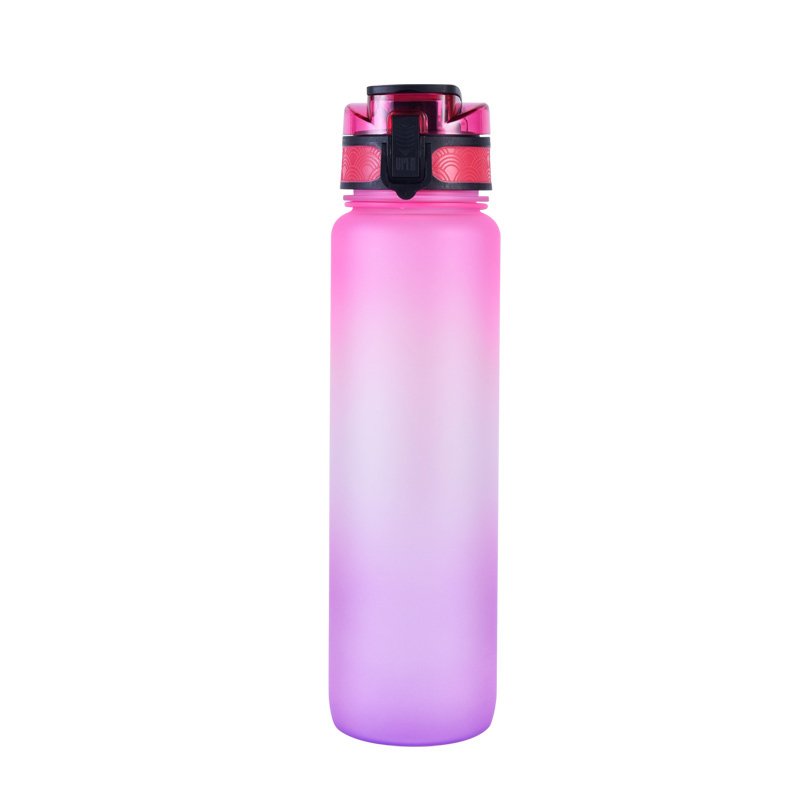 1 Liter Plastic Carton Tritan Gradient Color Motivational Plastic Water Bottle With Fruit Infuser