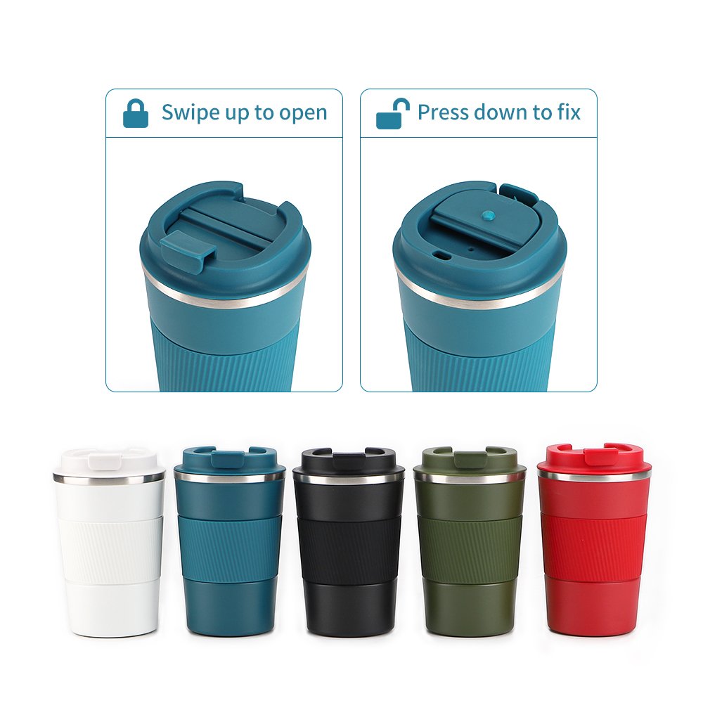 12 oz 17 oz Double Wall Stainless Steel Tumbler Insulated Travel Mugs Silicone Sleeve Direct Drinking Gym Outdoor Coffee