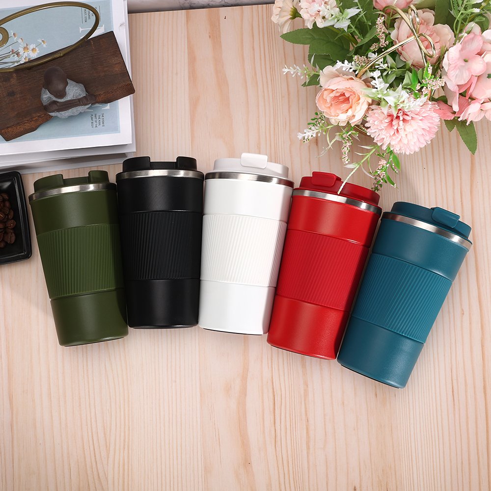 12 oz 17 oz Double Wall Stainless Steel Tumbler Insulated Travel Mugs Silicone Sleeve Direct Drinking Gym Outdoor Coffee