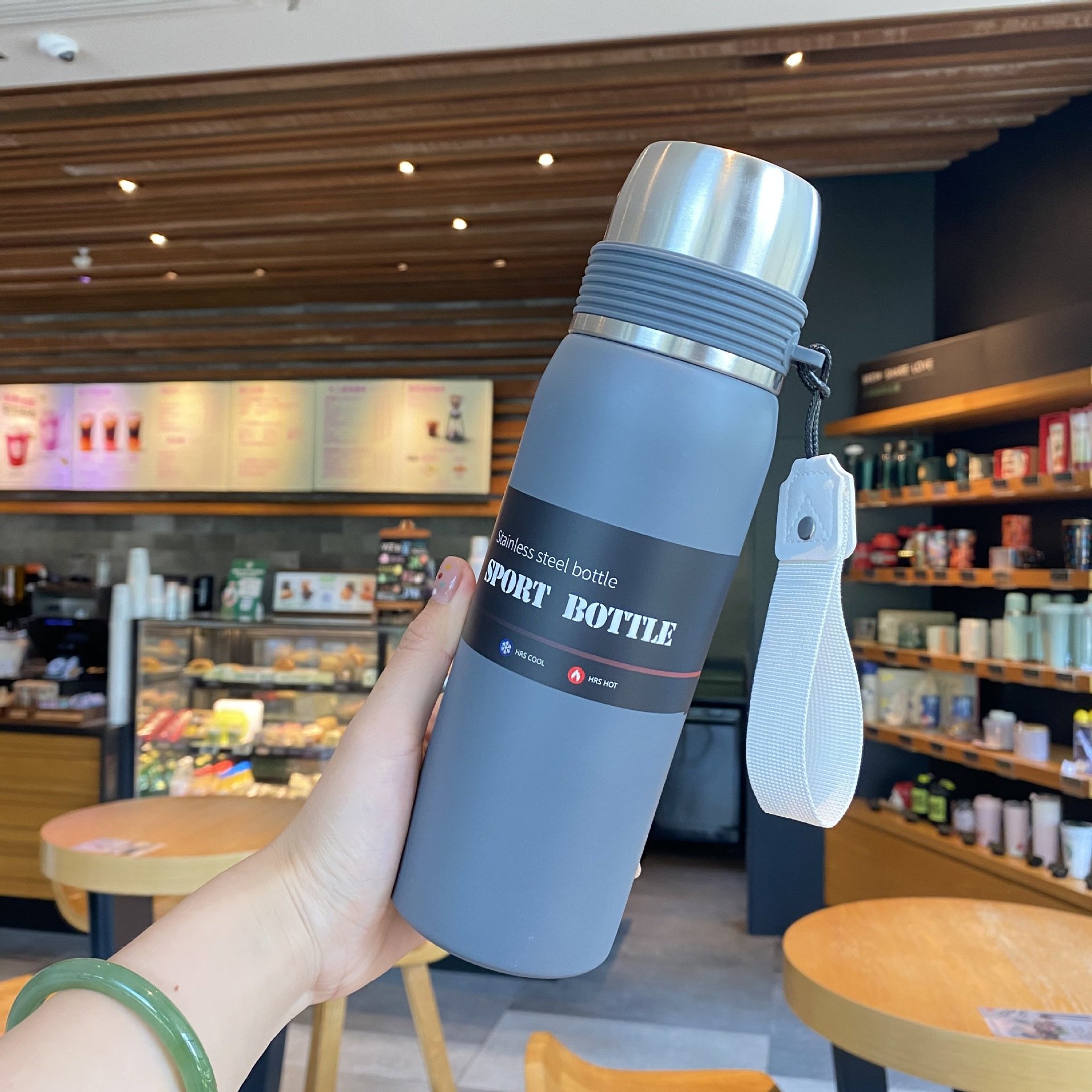 Outdoor sports custom 20oz portable stainless steel vacuum flasks double wall insulated thermal water bottle with rope