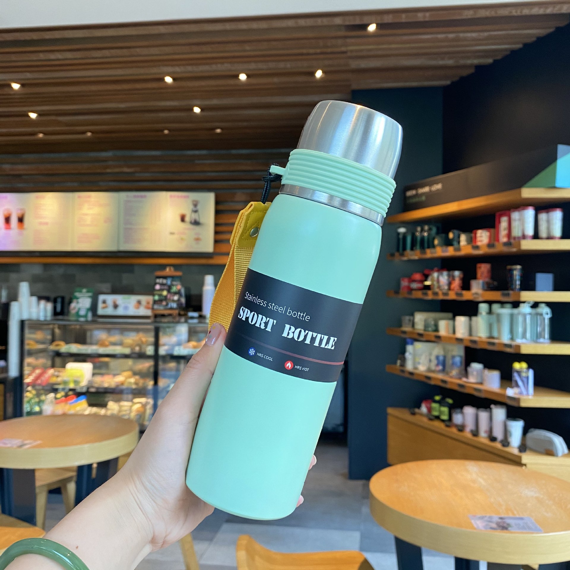 Outdoor sports custom 20oz portable stainless steel vacuum flasks double wall insulated thermal water bottle with rope