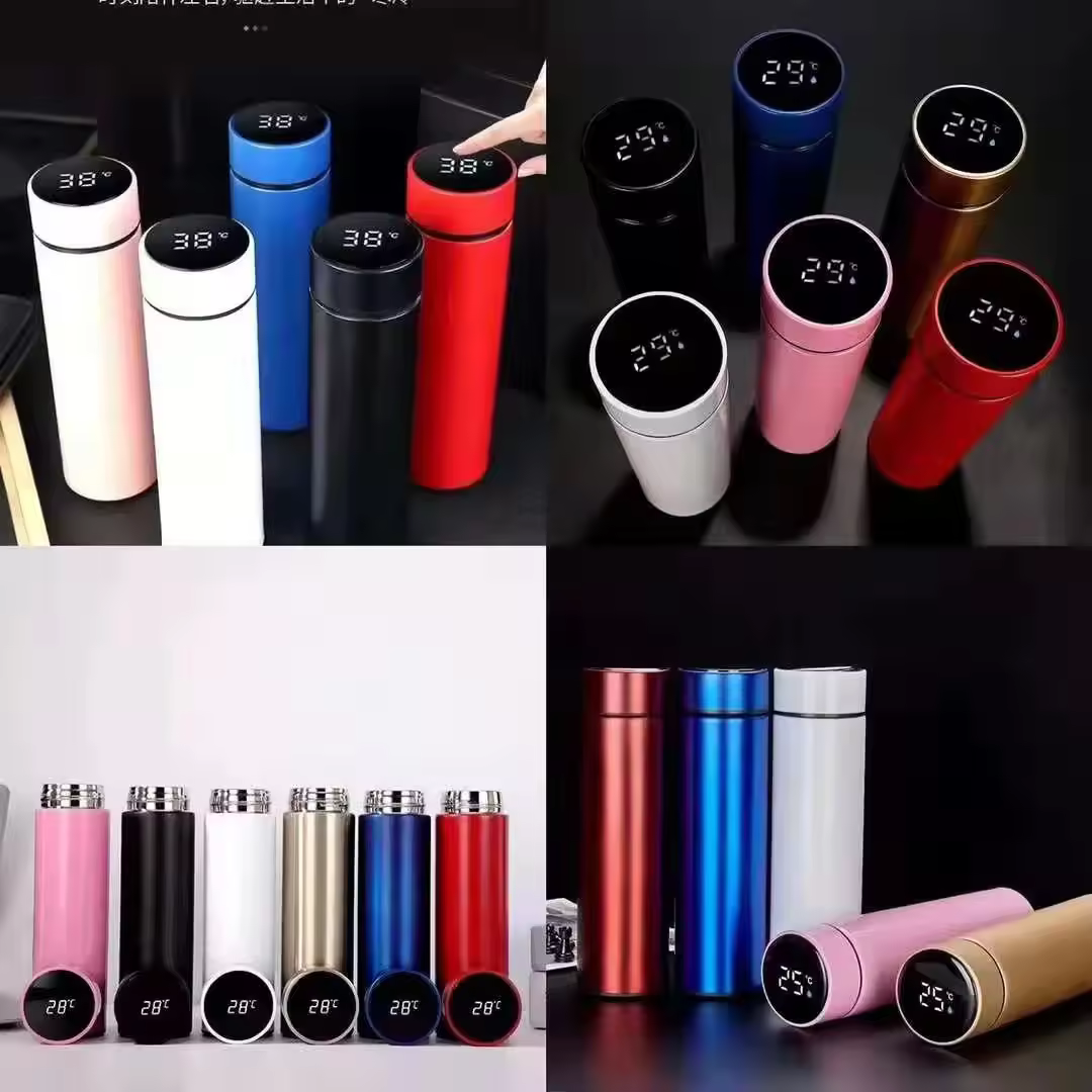 Double Digital Vacuum Insulation 500ml Thermos Tumbler Stainless Steel Smart Water Bottle with LED Temperature Display