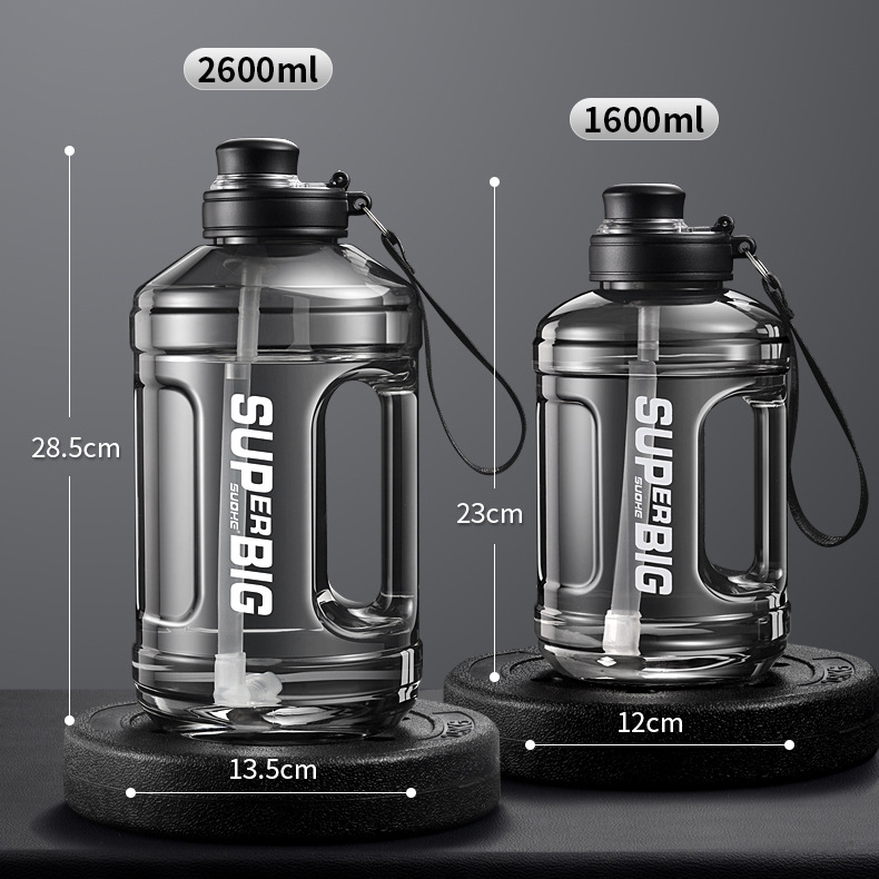 2.6 L Large Capacity Gallon Bottle for Gym Running Outdoor Custom Logo Plastic Sports Water Bottle