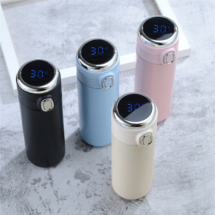 Smart Vacuum Insulated Water Bottle with Automatic LED Temperature Display, Large Flask 410 ML Stainless Steel Drinking Cup