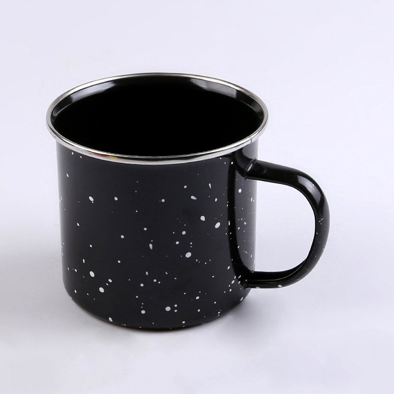 wholesale 7oz/12oz/16oz/24oz sublimation logo Splash speckled enamel mug rolled rim metal steel tin custom enamel coffee mugs
