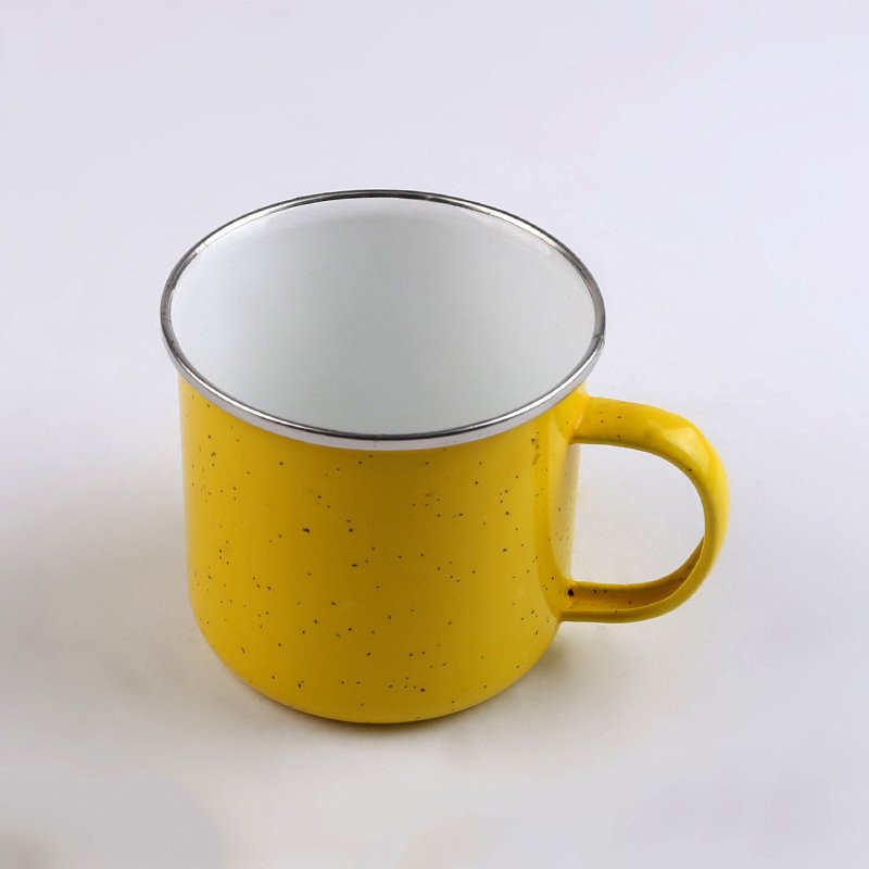 wholesale 7oz/12oz/16oz/24oz sublimation logo Splash speckled enamel mug rolled rim metal steel tin custom enamel coffee mugs