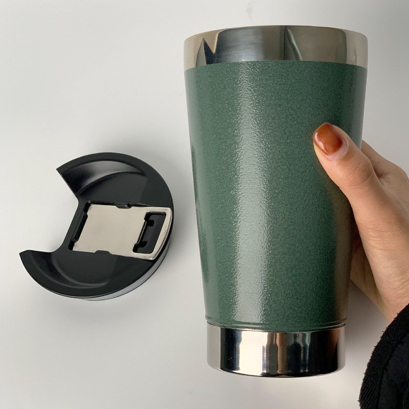 Vacuum Insulated Pint Glass Tumbler 16oz Stainless Steel Beer Mug with Built-in Bottle Opener Rugged thermos