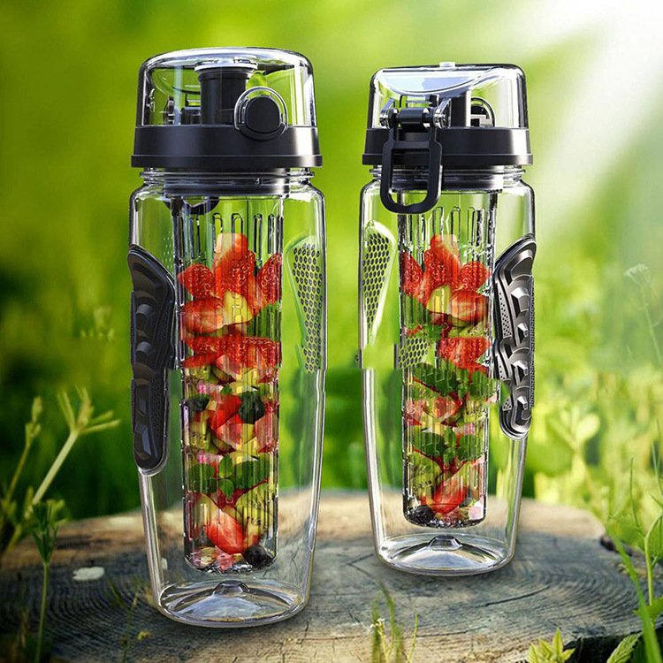 32oz Hot Sale Fruit Tritan Water Bottle with Infuser Outdoor Sports Water Bottle Creative Travel Plastic Water Bottle