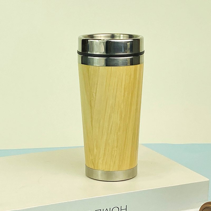 500ml Wood Tea Travel Mug Bamboo Stainless Steel Water Bottle With Bamboo Lid