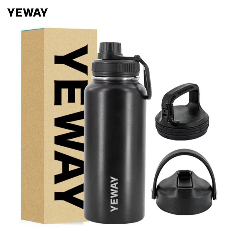 750 ml double wall stainless steel hot cold portable vacuum insulated flask thermos gym sport water bottle with leak proof straw