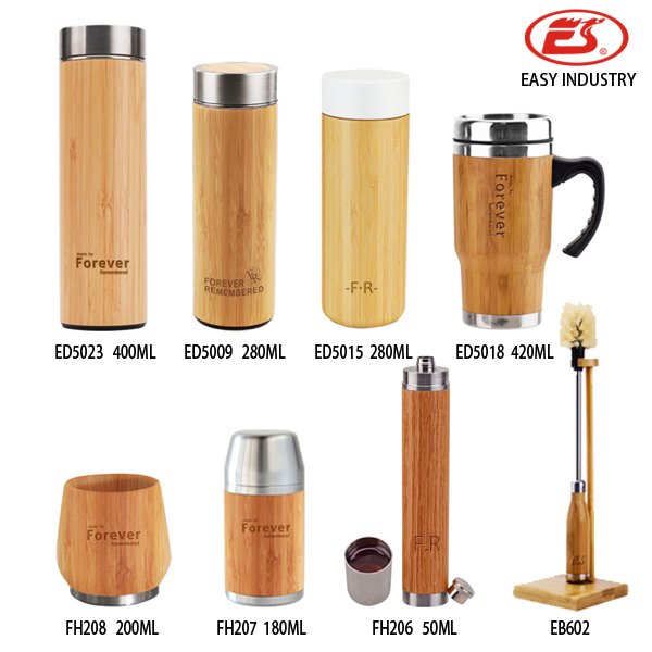 Wholesales custom BPA free bamboo thermos vacuum flask, stainless steel vacuum flask