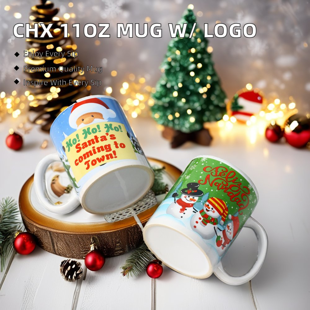 Porcelain Cup Christmas Cup Ceramic Sublimation Cup New Design Classic 2024 Country Style White Mugs Giveaways Disposable 36pcs