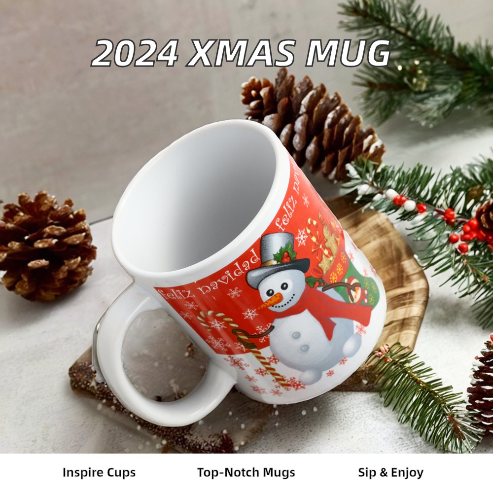 Porcelain Cup Christmas Cup Ceramic Sublimation Cup New Design Classic 2024 Country Style White Mugs Giveaways Disposable 36pcs