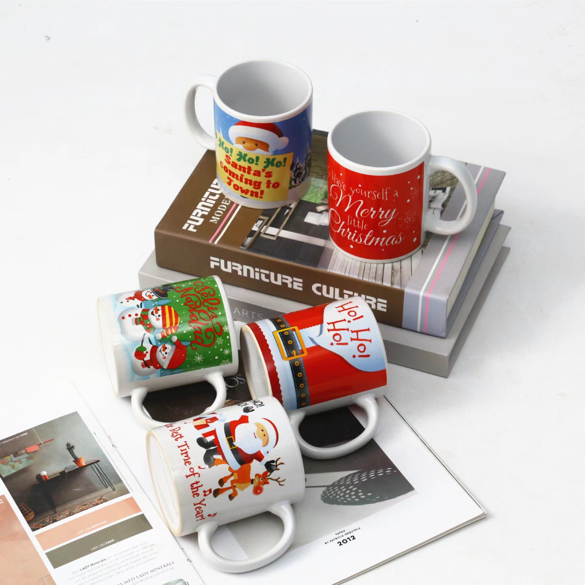 Porcelain Cup Christmas Cup Ceramic Sublimation Cup New Design Classic 2024 Country Style White Mugs Giveaways Disposable 36pcs