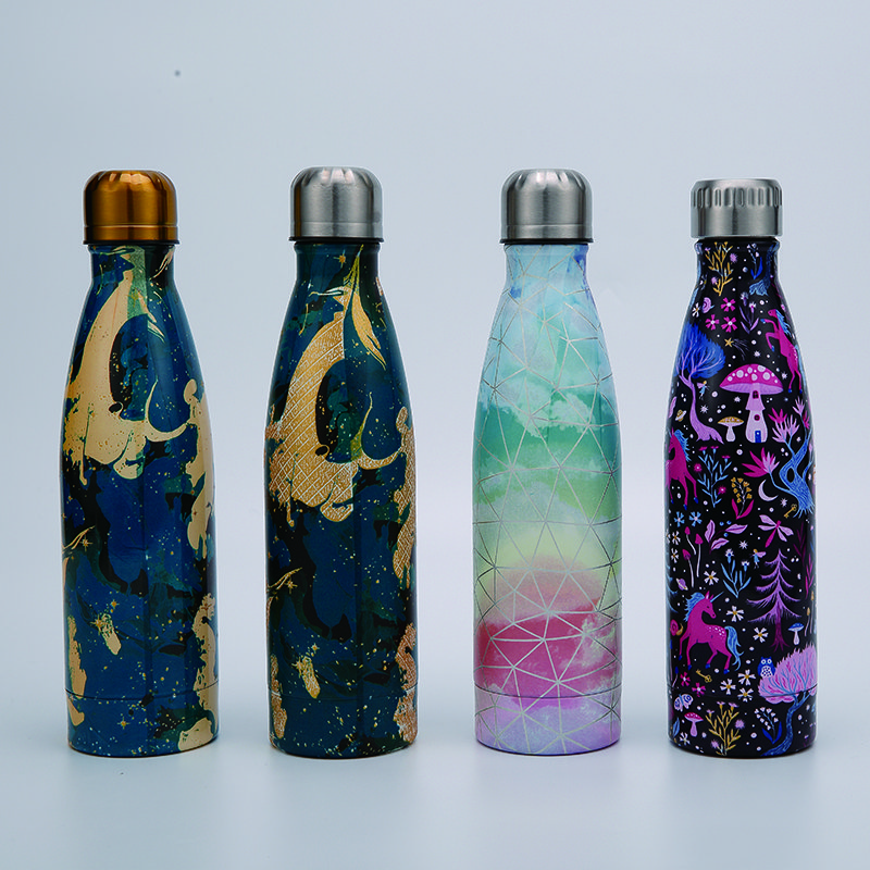 Custom Print 260ml/500ml/750ml Double wall Stainless Steel Vacuum Insulated unique Shaped Sports Water Bottle