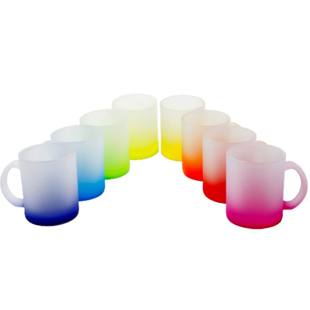Mugs for blank gradient glass mug frosted glass sublimation tumbler colorful printing custom glass beer 11oz mug