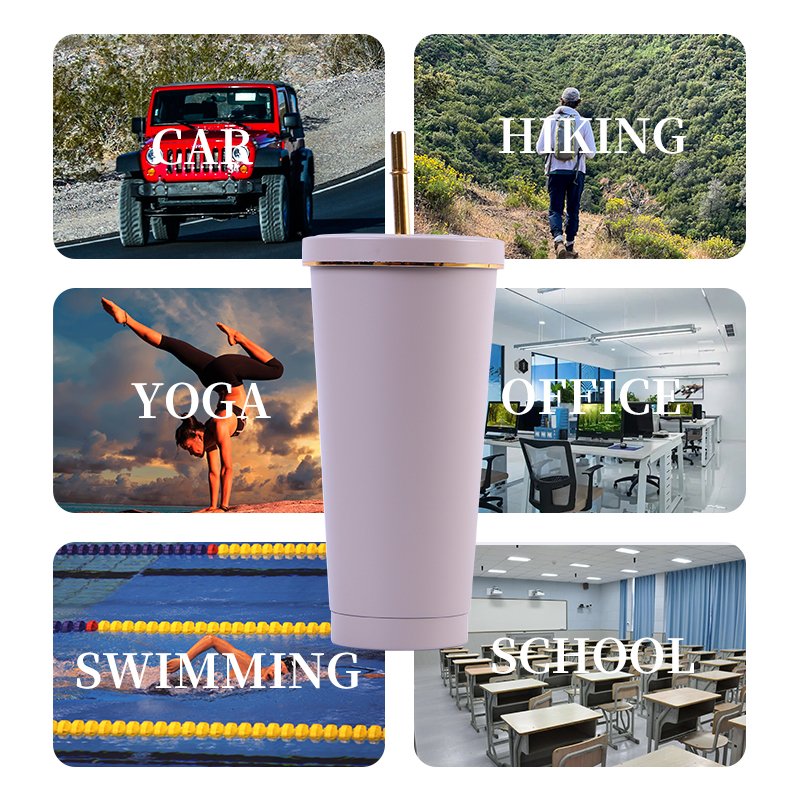 Custom Logo 500ml 750ml Stainless Steel Tumbler Insulated Coffee Tumbler Cup Double Wall Travel Coffee Mug Reusable Straw Cup