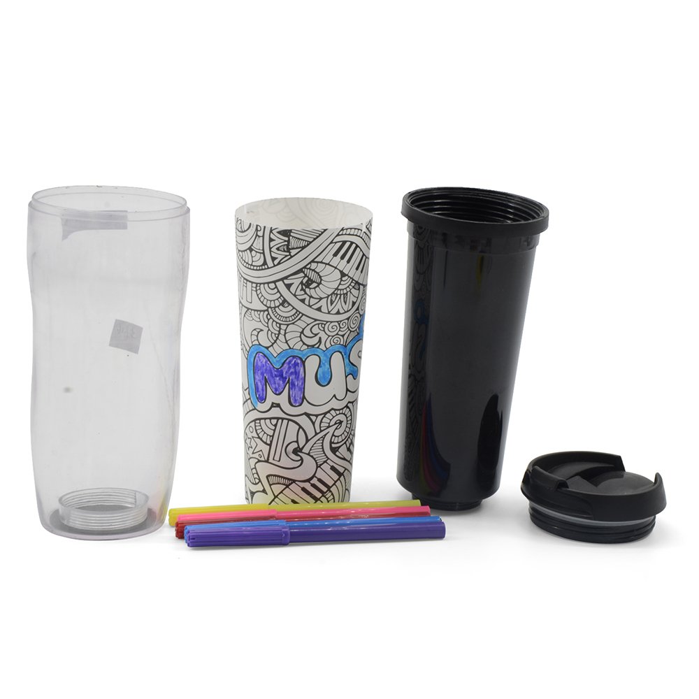 Wholesale Custom Creative Cartoon Graffiti Eco-Friendly Children's DIY Custom Painting Plastic Sports Water Bottle Cups