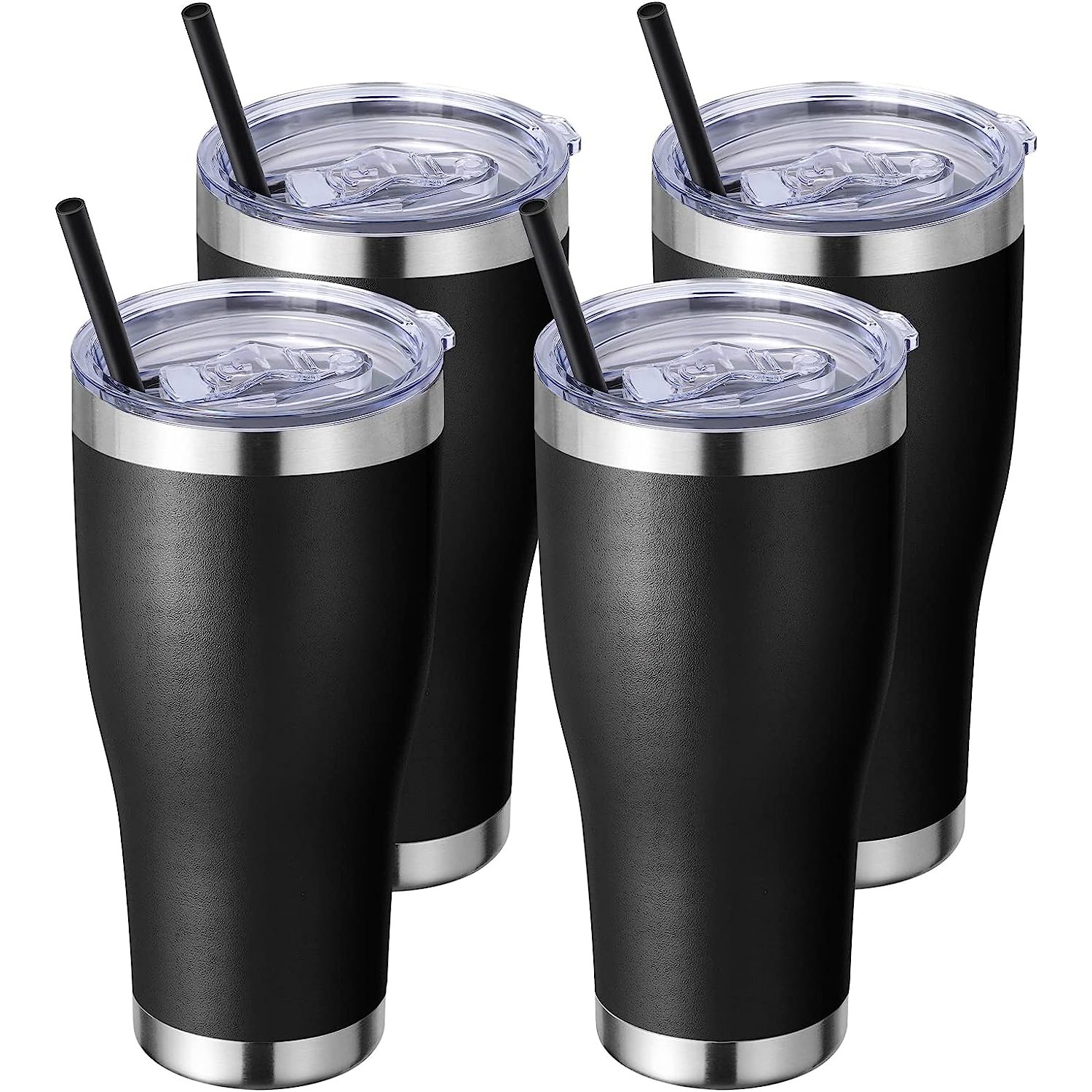 Custom 20oz Double Wall Vacuum Insulated Stainless Steel Coffee Mug Straight-Shaped Tumbler Powder Coated Lid Water Bottle