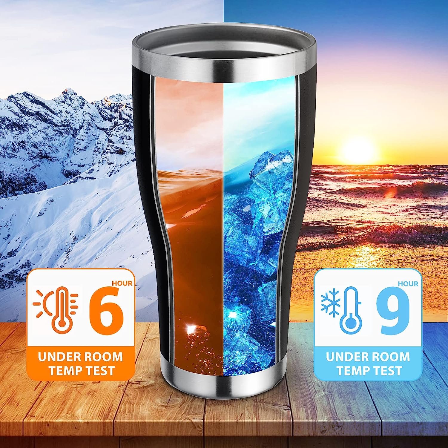 Custom 20oz Double Wall Vacuum Insulated Stainless Steel Coffee Mug Straight-Shaped Tumbler Powder Coated Lid Water Bottle