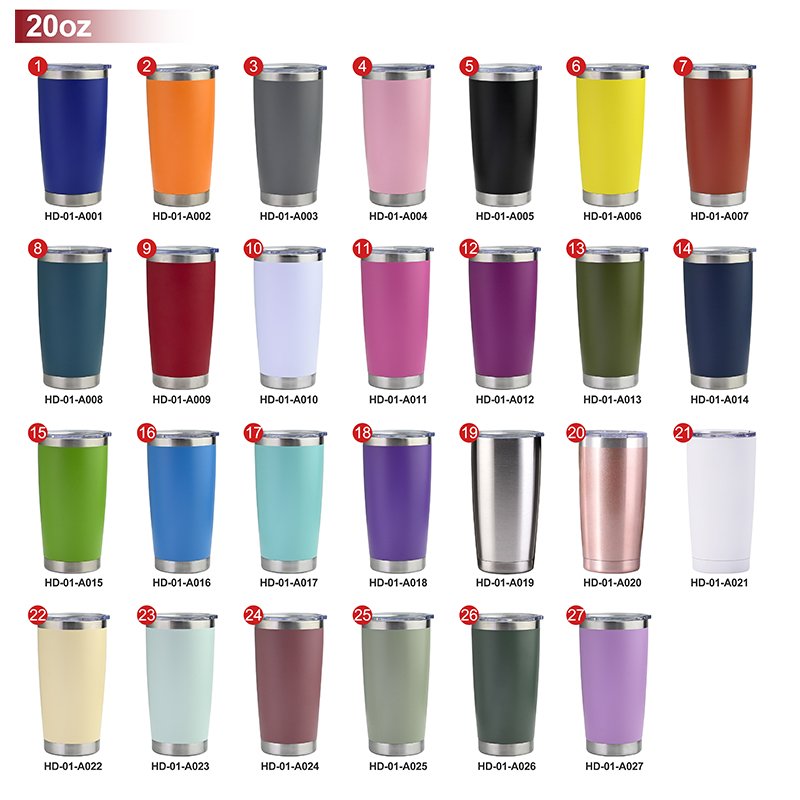 Custom logo powder coated 20oz 30oz double wall insulated vacuum blank coffee stainless steel travel mug