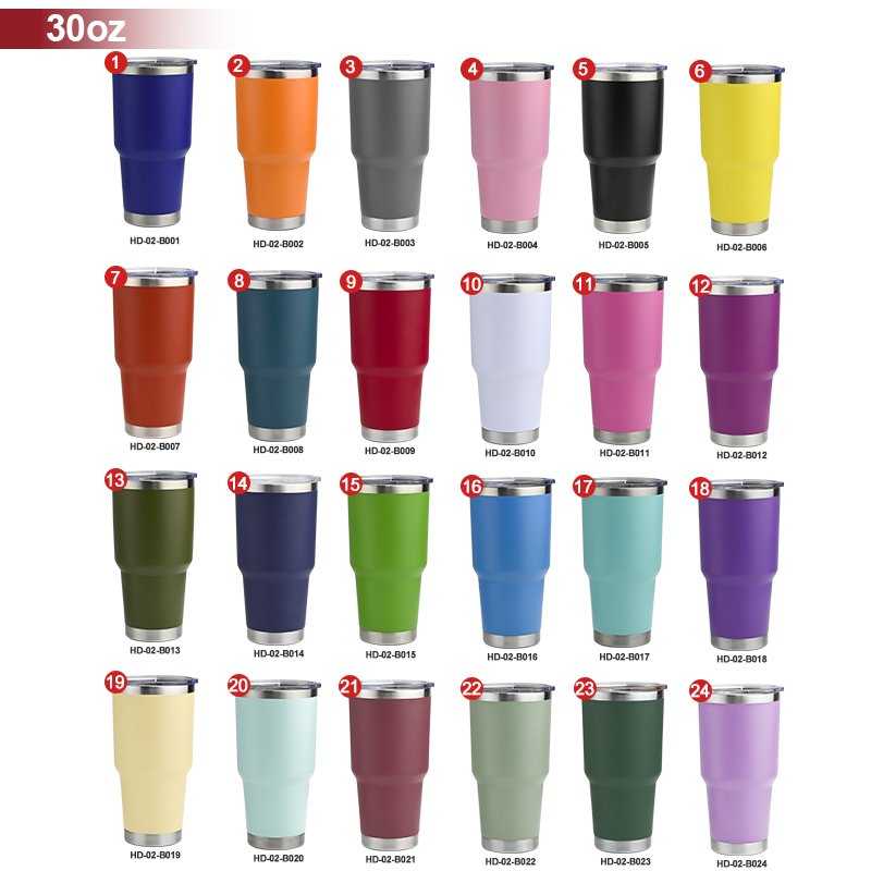Custom logo powder coated 20oz 30oz double wall insulated vacuum blank coffee stainless steel travel mug