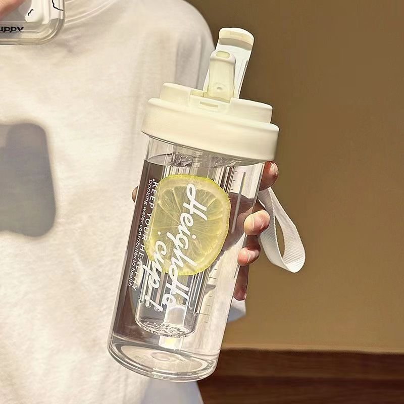 High Quality Reusable Portable Cute Girl Plastic Bottle 600ml Leakproof Juice Drinking Cup Plastic Water Bottle With Lid