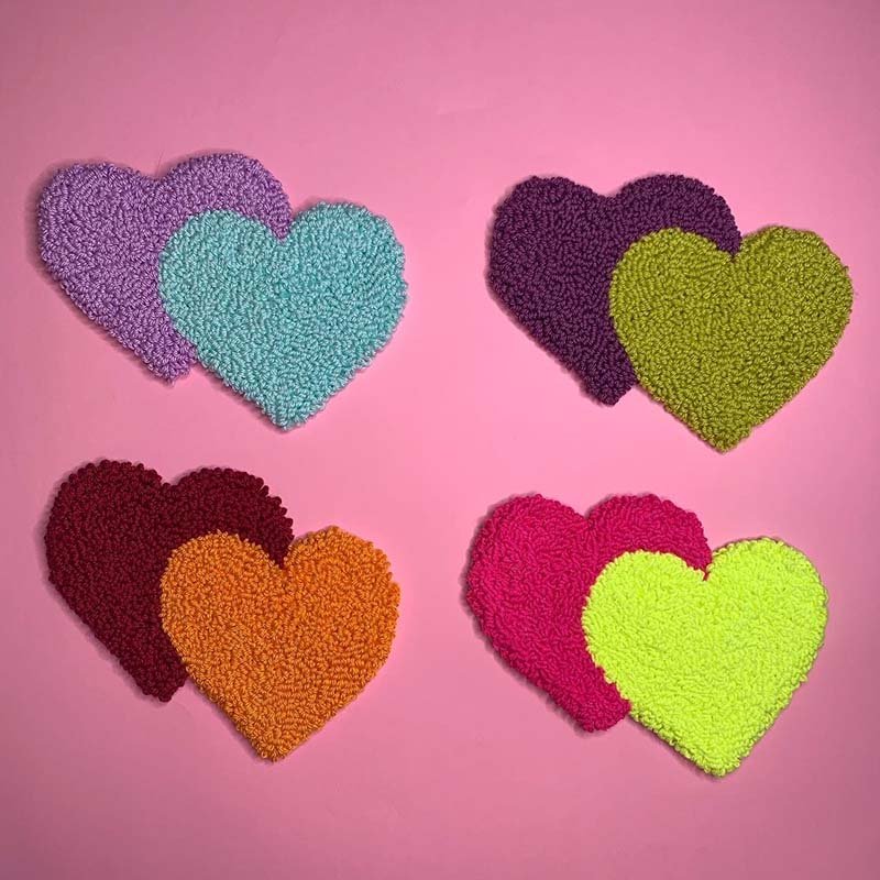 Cheap Cute Punch Needle Handmade Mug Rug Sofa Wine Custom Absorbent Coaster