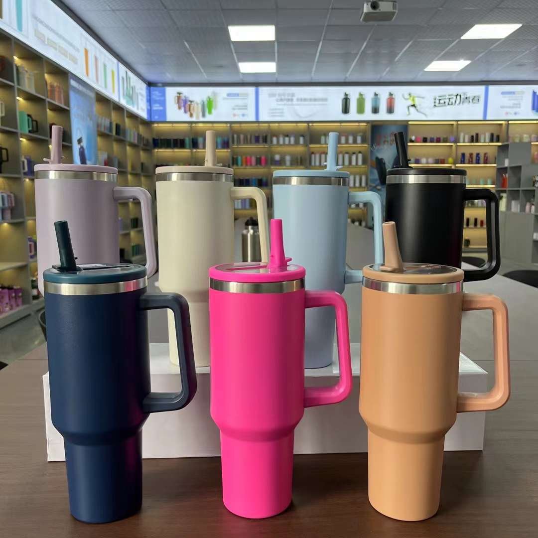 Custom Stainless Steel Insulated Travel Mug 40oz Hydro Jug Traveler No Spill Hydrojug Tumbler Cup With Handle And Flip Straw