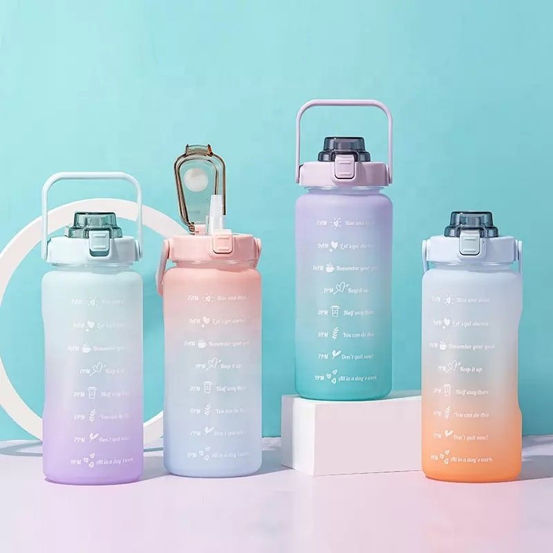 JZYZ 2022 Aesthetic Vacuum Insulated Time Maker For Kids School Fashions Big Capacity Plastic Water Bottle