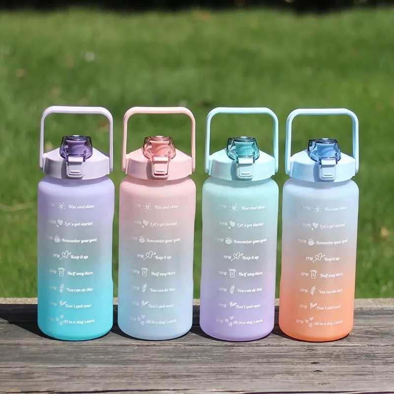 JZYZ 2022 Aesthetic Vacuum Insulated Time Maker For Kids School Fashions Big Capacity Plastic Water Bottle