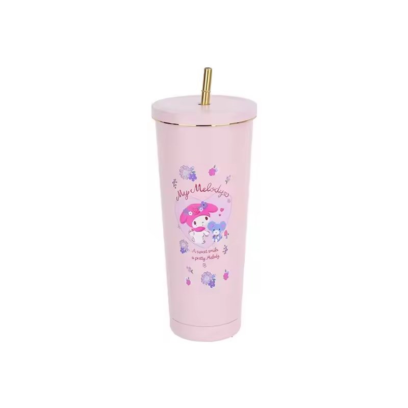 304 Stainless Steel Vacuum Thermos Cup Cold Insulated Sanrios Water Bottle Portable Coffee Mug with Straw
