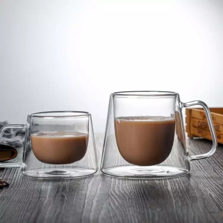 Espresso Cups Shot Glass Coffee, Double Wall Insulated Glass Mugs with Handle, Everyday Coffee Glasses Cups Perfect for Coffee
