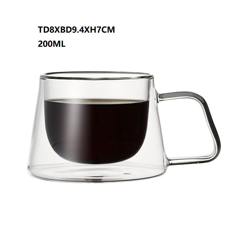 Espresso Cups Shot Glass Coffee, Double Wall Insulated Glass Mugs with Handle, Everyday Coffee Glasses Cups Perfect for Coffee