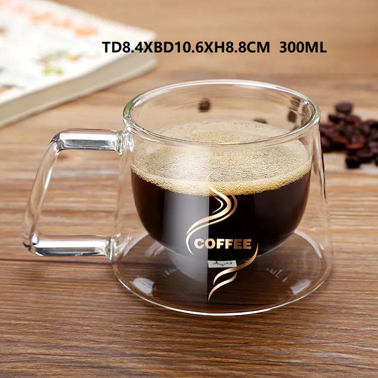 Espresso Cups Shot Glass Coffee, Double Wall Insulated Glass Mugs with Handle, Everyday Coffee Glasses Cups Perfect for Coffee